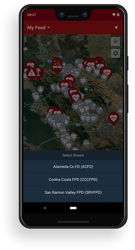 PulsePoint Respond Merged Feed Map Radio Selector