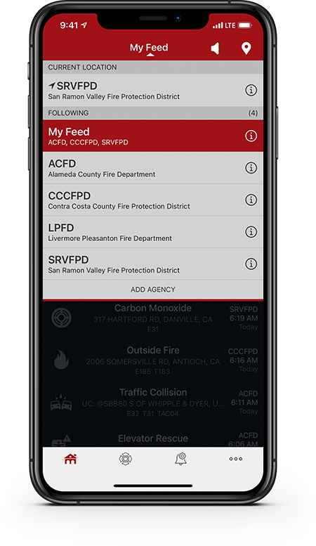 PulsePoint Respond My Feed Dropdown