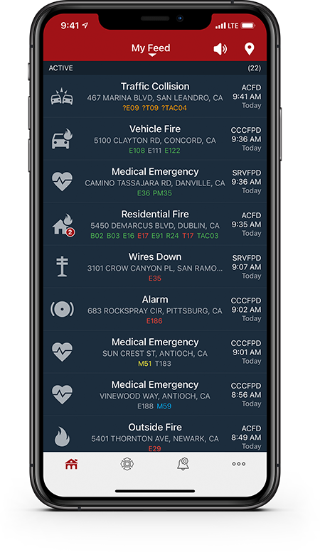 PulsePoint Respond My Feed Incident List