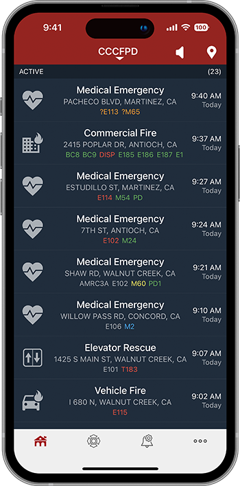 PulsePoint Respond Public Responder Incident List