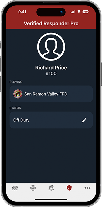 PulsePoint Respond VR Pro Footer Tab Unit Group Notifications