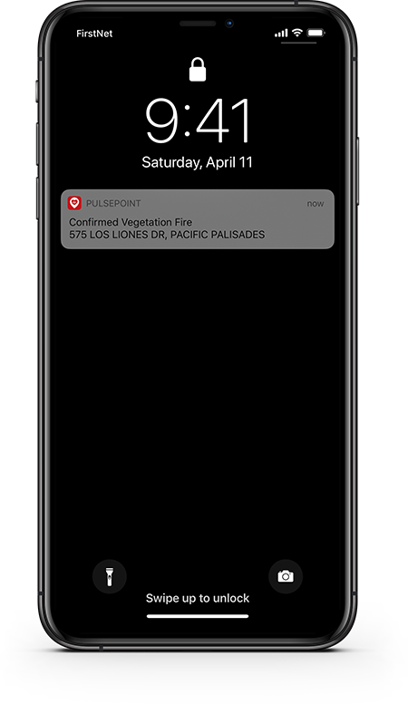 PulsePoint vegetation fire notification.
