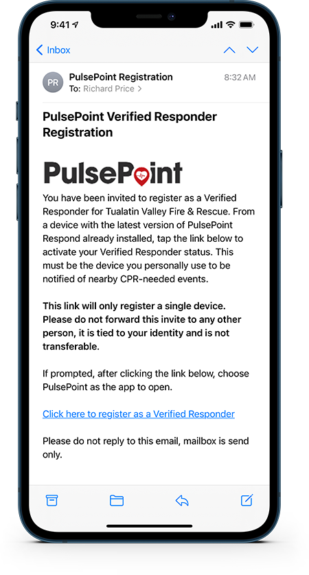 PulsePoint Verified Responder Email Invite