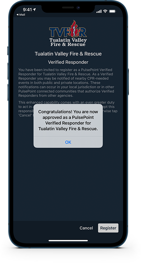 PulsePoint Verified Responder Registration Confirmation
